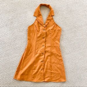 CIDER NWT Orange Halter Dress w buttons | Sz L